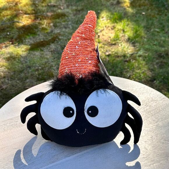 Halloween Smiling Face Spider Orange Hat Weighted Bottom Decoration Doorstop New - Picture 12 of 12